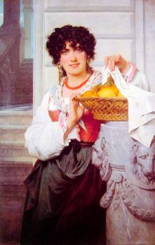 Pierre-Auguste Cot : Pisan Girl with Basket of Oranges and Lemons